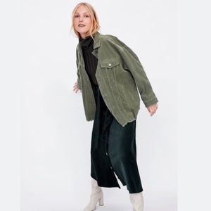 zara green shacket corduroy